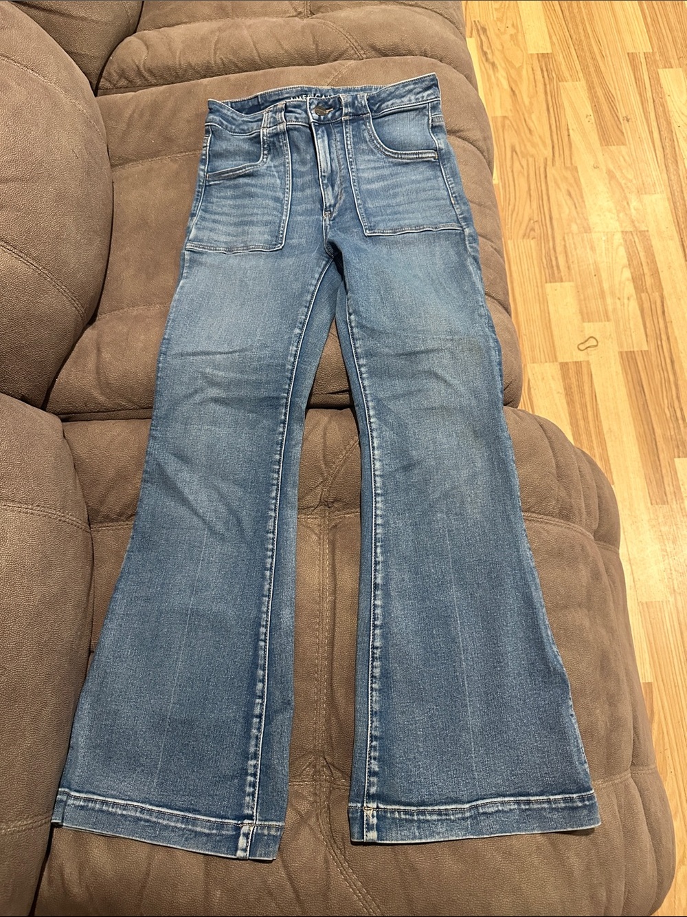 American Eagle Outfitters Light Blue Flared Wide-Leg Jeans